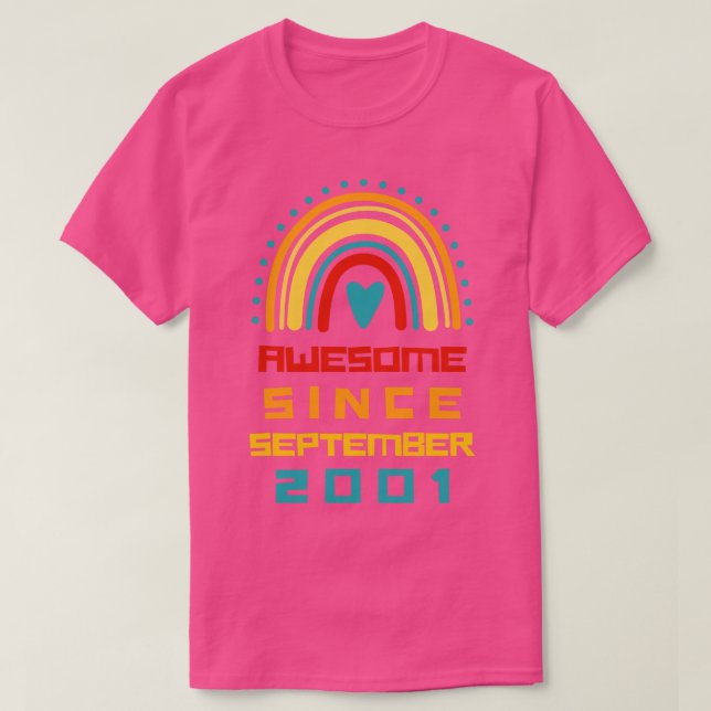 Camiseta Rainbow Incrível Desde setembro de 2001 20 Birthda (Frente do Design)