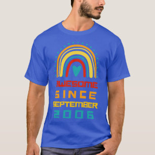 Camiseta Rainbow Incrível Desde setembro de 2006 15 Birthda