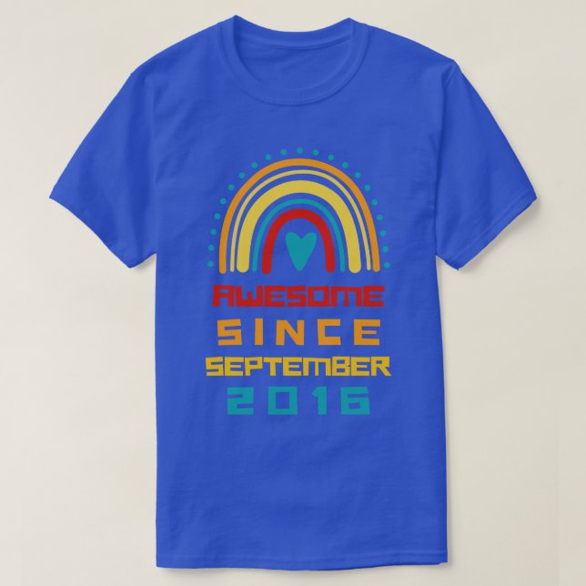 Camiseta Rainbow Incrível Desde setembro de 2017 7 Birthday (Frente do Design)