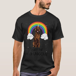 Camiseta Rainbow Irish Setter Trust Me Sou Um Cão Unicórnio