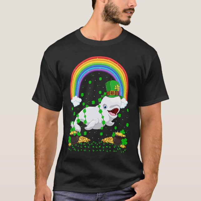 Camiseta Rainbow Irish Shamrock Beluga Whale St Patrick's D (Frente)