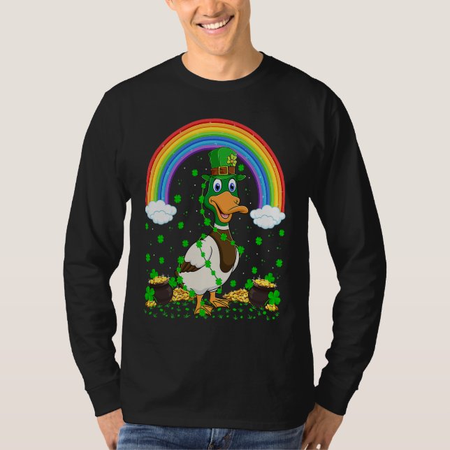 Camiseta Rainbow Irish Shamrock Duck Bird St Patrick's Day (Frente)