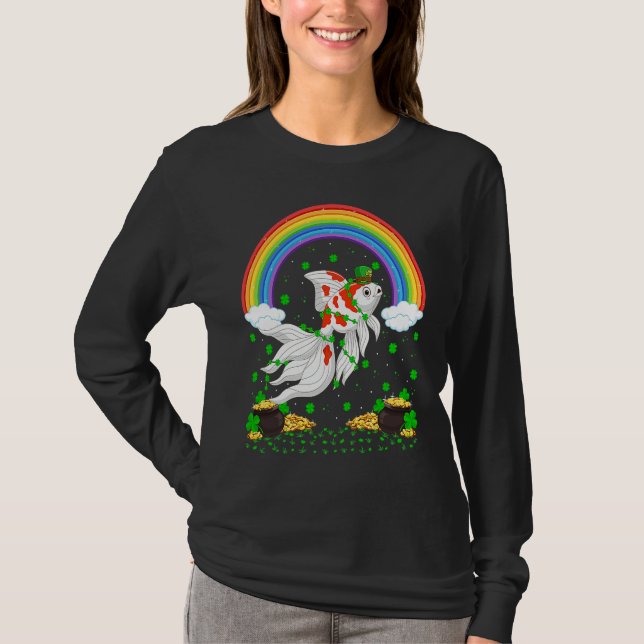 Camiseta Rainbow Irish Shamrock Goldfish St Patrick's Day (Frente)