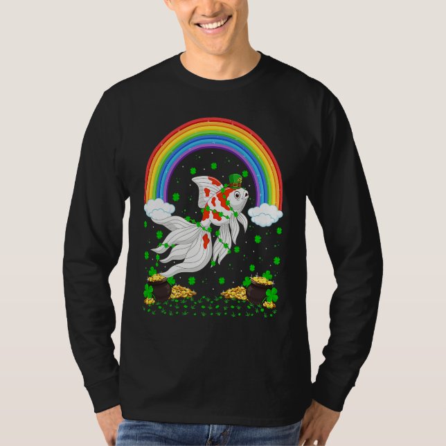 Camiseta Rainbow Irish Shamrock Goldfish St Patrick's Day (Frente)