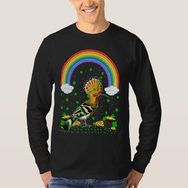 Camiseta Rainbow Irish Shamrock Hoopoe Bird St Patrick's Da (Frente)
