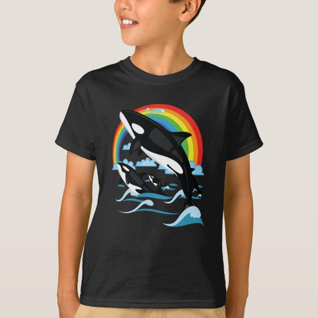 Camiseta Rainbow & Jumping Orca Killer Whale (Frente)