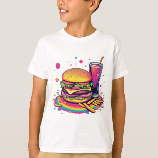 Camiseta Rainbow Junk Food Hamburguer and Fries