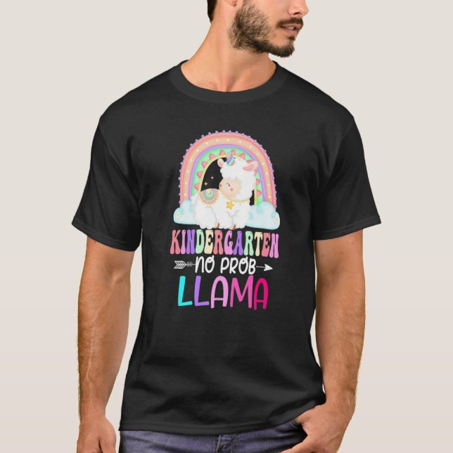 Camiseta Rainbow Kindergarten No Prob Llama 100th Day of Sc (Frente)