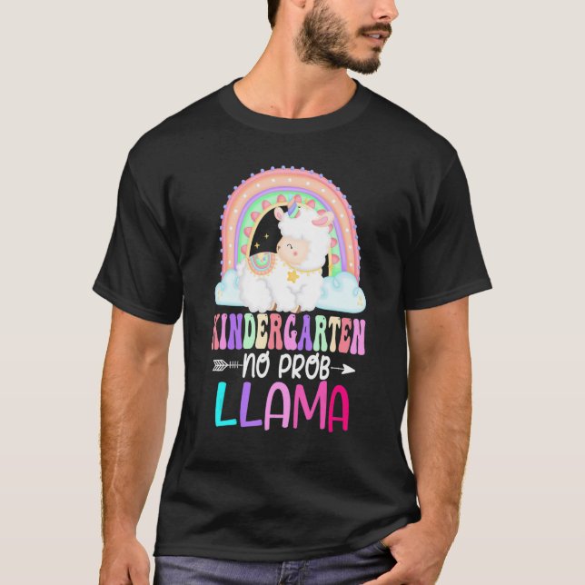 Camiseta Rainbow Kindergarten No Prob Llama 100th Day of Sc (Frente)