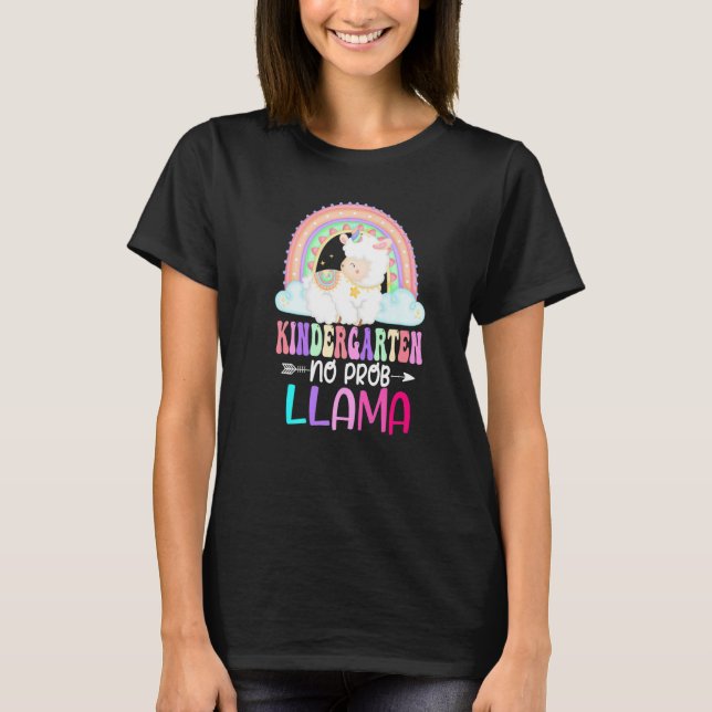 Camiseta Rainbow Kindergarten No Prob Llama 100th Day of Sc (Frente)