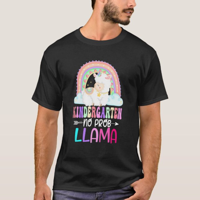 Camiseta Rainbow Kindergarten No Prob Llama 100th Day Of Sc (Frente)