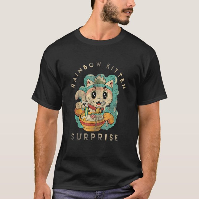 Camiseta Rainbow Kitten Surprise Kwaii Cute Cat (Frente)