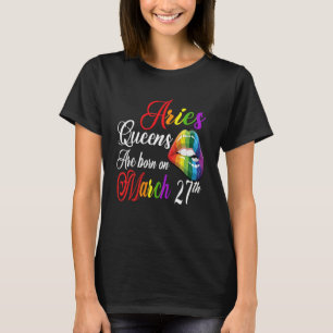 Camiseta Rainbow Lábios Queens são Nasceres no dia 27 de ma