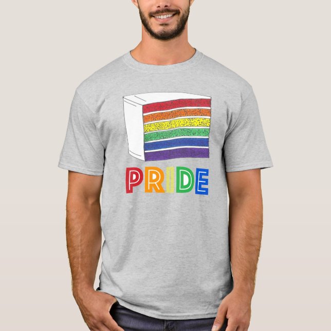 Camiseta Rainbow Layer Cake Slice Heart LGBT Orgulho gay Lo (Frente)