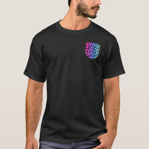 Camiseta Rainbow Leopard Imprime Pocket A Wild Cat Fan