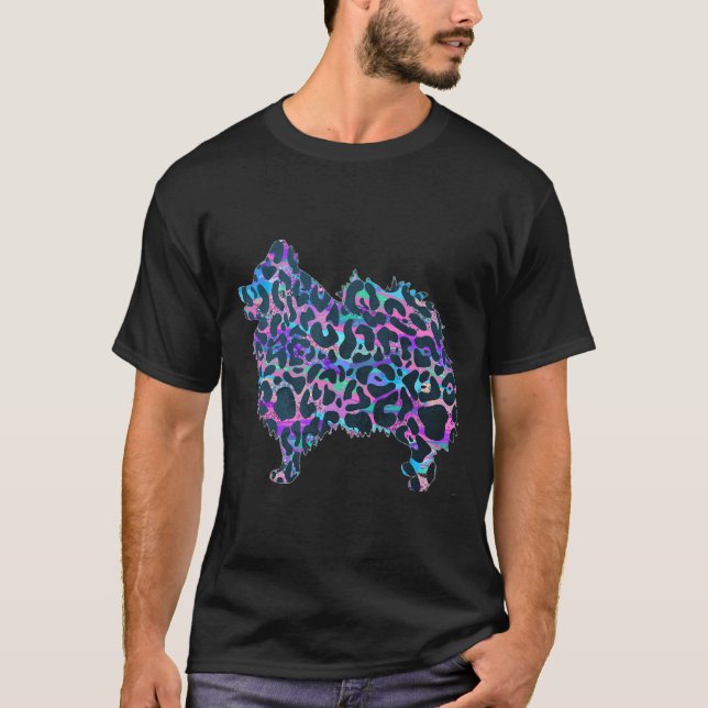 Camiseta Rainbow Leopard Pomeranian (Frente)