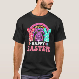 Camiseta Rainbow Lepard Bunny Rabbit Palm Domingo Feliz Eas