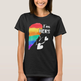 Camiseta Rainbow Lgbt Heart I'm Hers for Casal Gay Lesbia