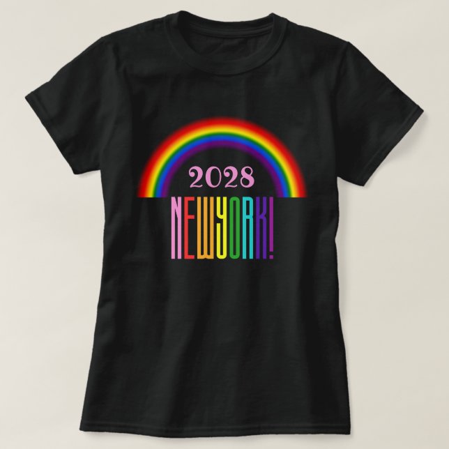 Camiseta Rainbow LGBTQ Add Year or Text New York Pride (Frente do Design)