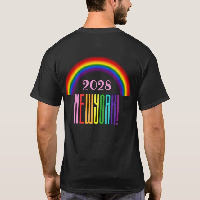 Camiseta Rainbow LGBTQ Adicionar Ano ou Texto Orgulho de No (Verso)