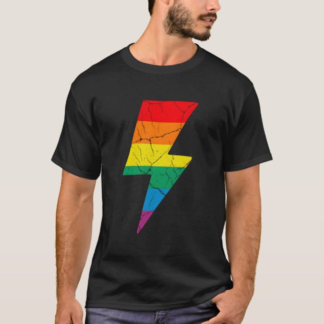 Camiseta Rainbow Lighting Bolt (Frente)