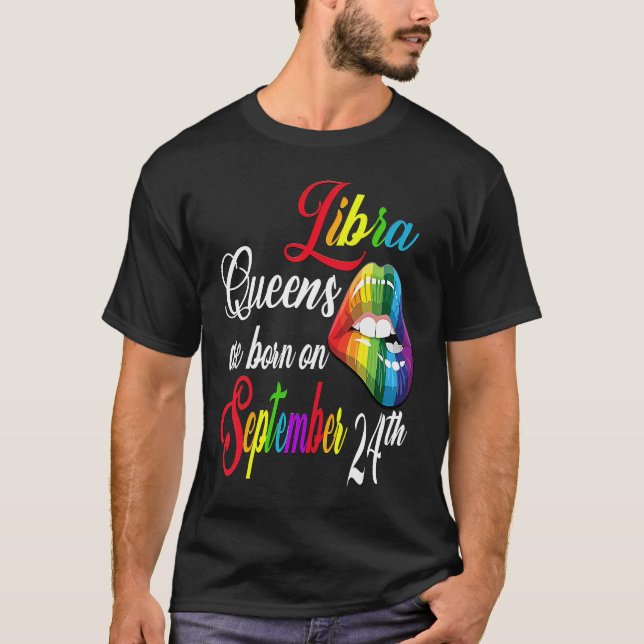 Camiseta Rainbow Lips Queens Are Born On September 23rd Lib (Frente)