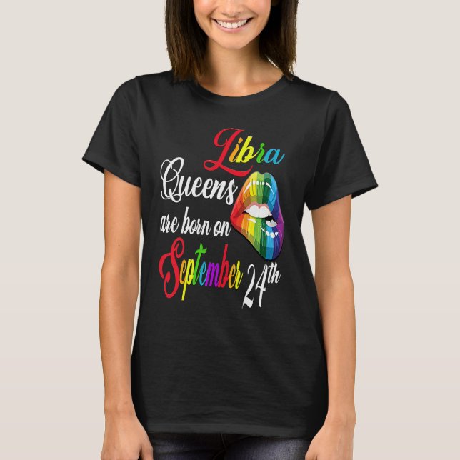 Camiseta Rainbow Lips Queens Are Born On September 23rd Lib (Frente)