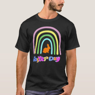 Camiseta Rainbow Love Easter Bunny Leopard Páscoa Gráfico D