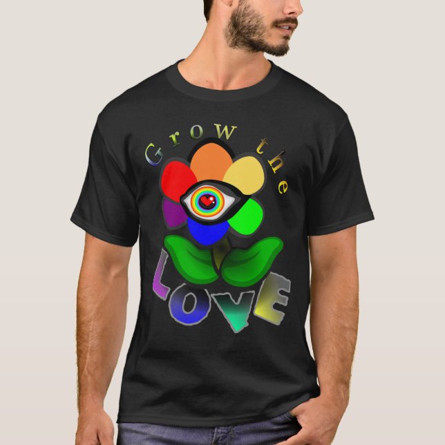 Camiseta Rainbow Love Flower T-Shirt (Frente)