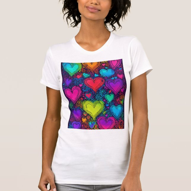 Camiseta "Rainbow Love: Women's Bella Canvas White Tee (Frente)