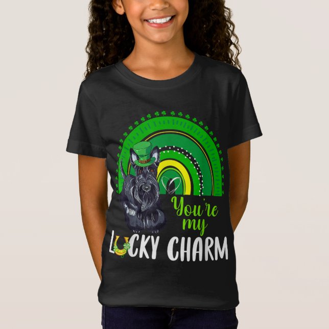 Camiseta Rainbow Lucky Charm Scottie Dog Lover St Patricks (Frente)