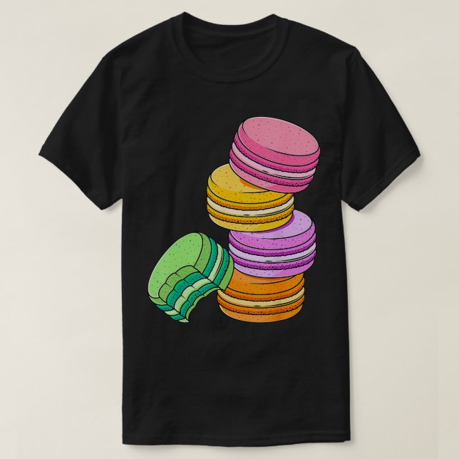 Camiseta Rainbow Macarons Francês Candy Dessert Lover Cute  (Frente do Design)