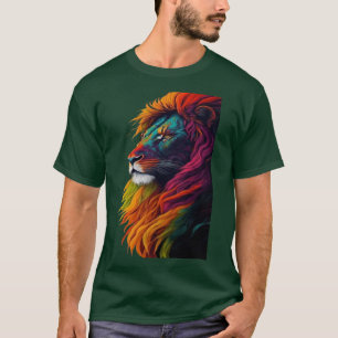 Camiseta "Rainbow Majestade - Vibrante Lion Art Tee"T-Shirt