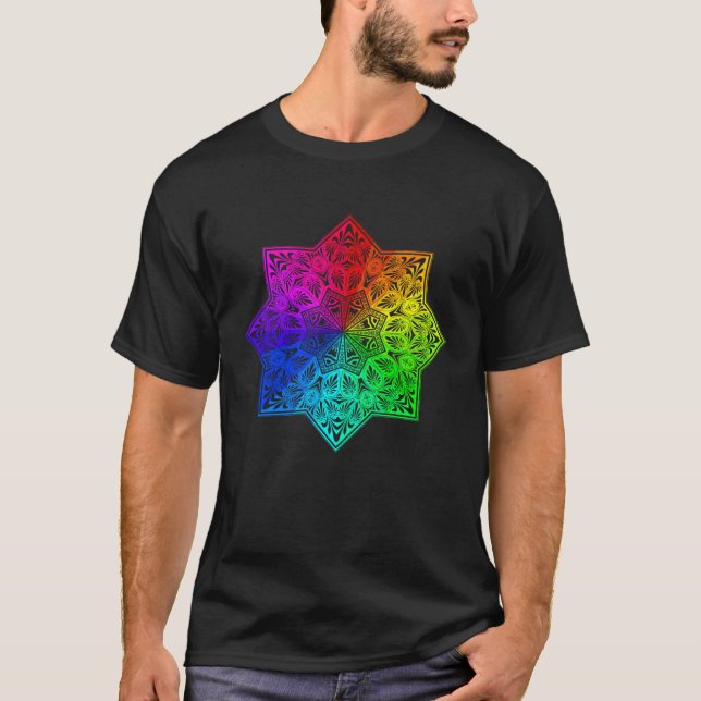 Camiseta Rainbow Mandala Lotus Flower Sacred Geometry Yoga  (Frente)