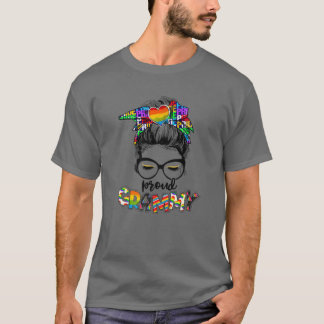 Camiseta Rainbow Messy Bun Proud Grammy Gay Lesbian LGBT Pr