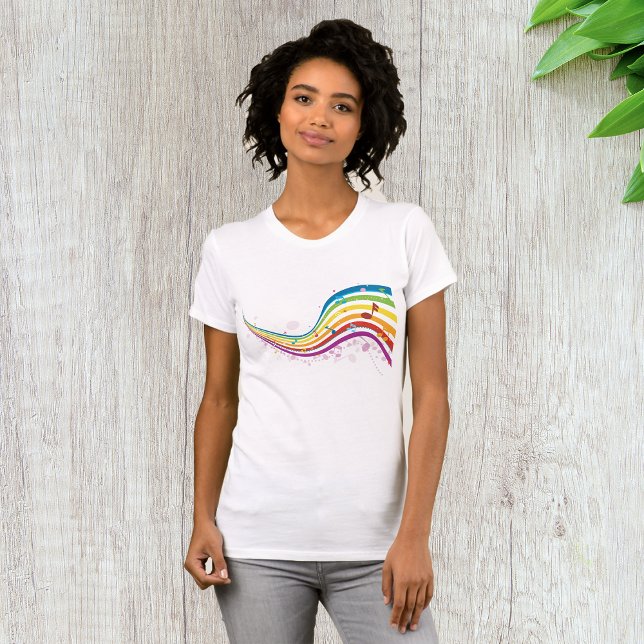 Camiseta Rainbow Music Wave Womens T-Shirt (Criador carregado)