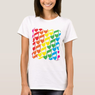 Camiseta Rainbow Musical Notes Cute Retro Patterno