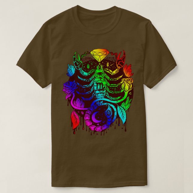 Camiseta Rainbow Mystic Scorpio Zodiac (Frente do Design)