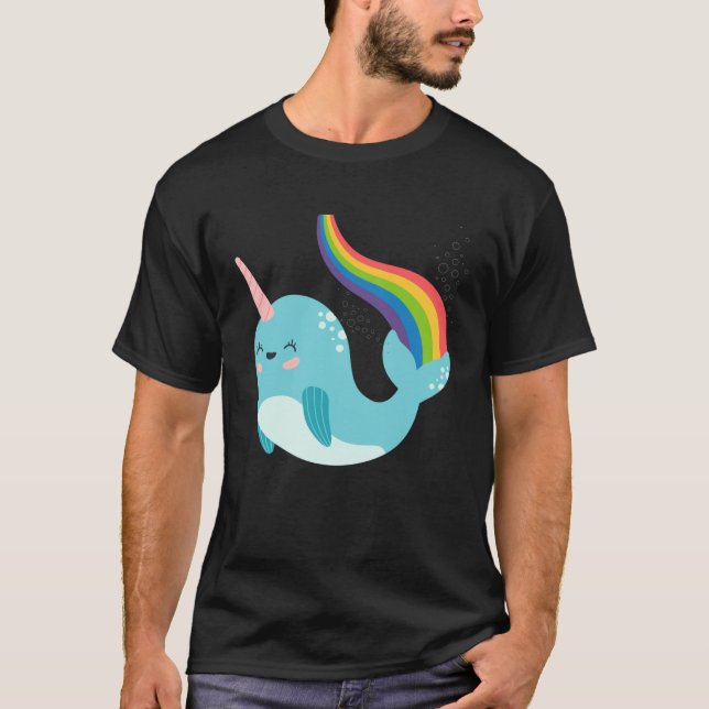 Camiseta Rainbow Narwhal for Girls Cute Narwhale Graphic (Frente)