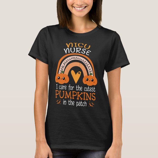 Camiseta Rainbow Nicu Enfermeira Cutest Pumpkins No Patch H (Frente)