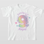 Camiseta Rainbow Nineth Birthday Girl 9th Iridescente<br><div class="desc">Comemora o aniversário com esta camiseta especial,  design especial e personalizada</div>