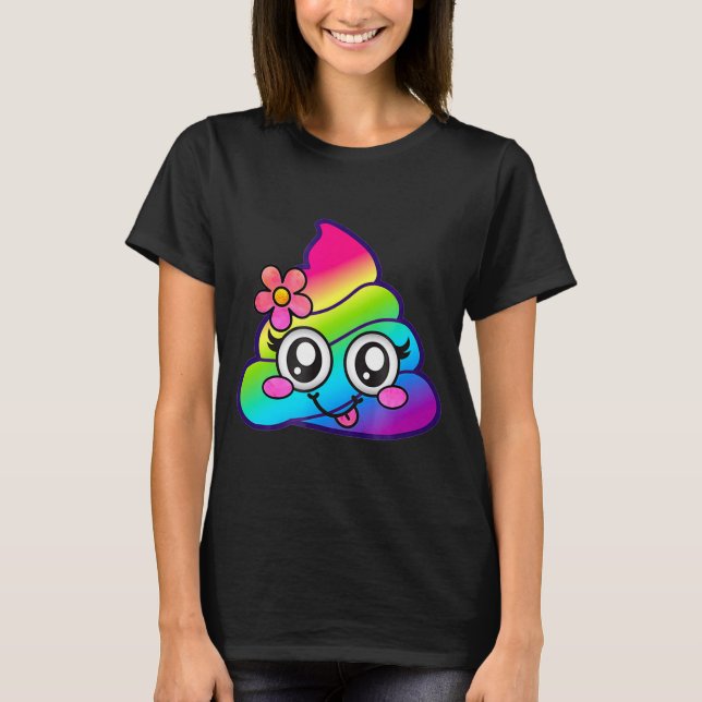 Camiseta Rainbow Op Emoji Cute Unicorn O Flower Silly  (Frente)