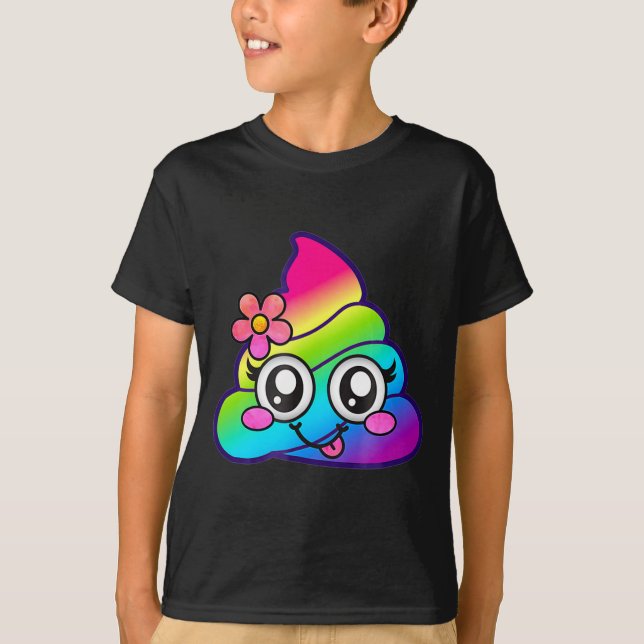 Camiseta Rainbow Op Emoji Cute Unicorn O Flower Silly  (Frente)