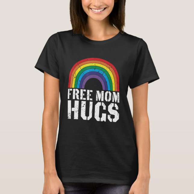 Camiseta Rainbow Orgulho Livre Mãe Abraça Orgulho Mãe Lgbtq (Frente)