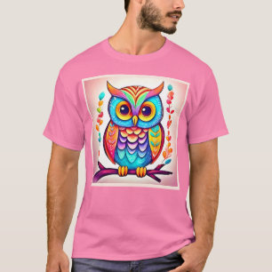 Camiseta Rainbow Owl Perch Art