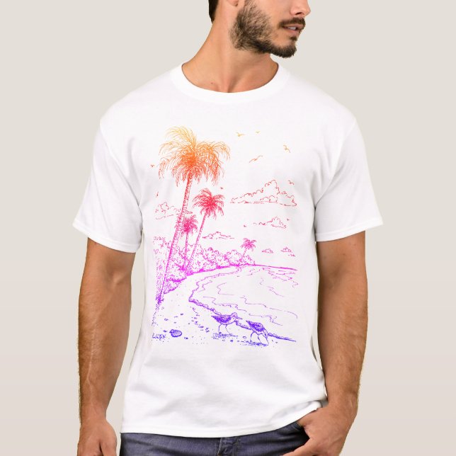 Camiseta Rainbow Palm Trees e Sandpiper Beach Life T-Shir (Frente)
