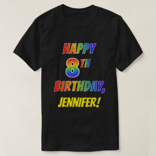 Camiseta Rainbow Parece FELIZ 8. º ANIVERSÁRIO + Nome Per