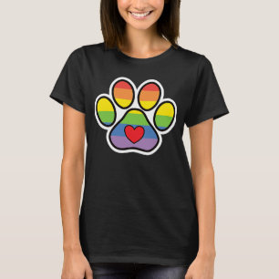 Camiseta Rainbow Paw LGBTQ Orgulho gay Flag Cão Impressão d