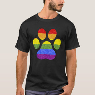 Camiseta Rainbow Paw Print Dog Paw LGBT Prioritário Dog