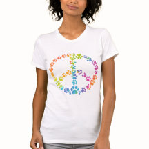 Rainbow Paw Print Peace Sign T Shirt